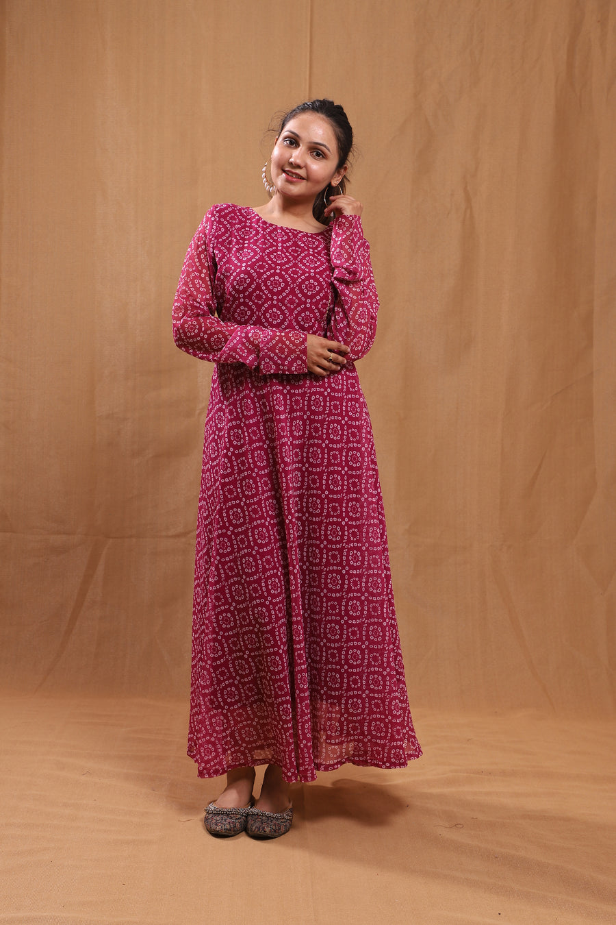 Dhruvi Bandhani long dress